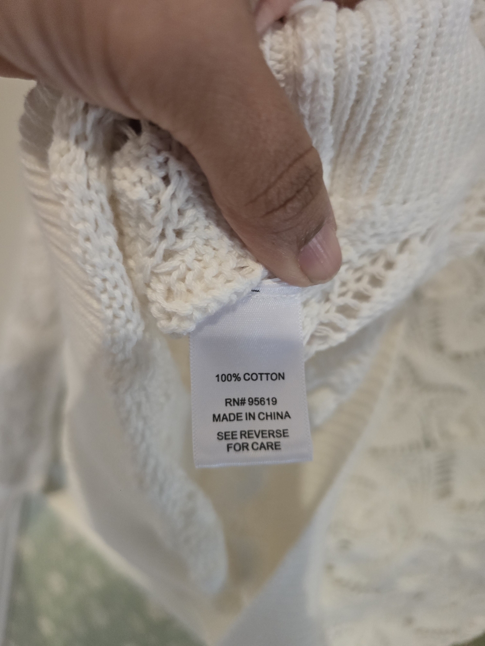 Single Thread Pointelle Cotton Ruffle Sweater - Picture 6 of 6